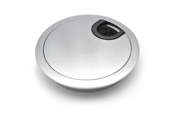 60mm Hole Plastic Chrome Cover Wire Cable End Cap For Computer Desk Table